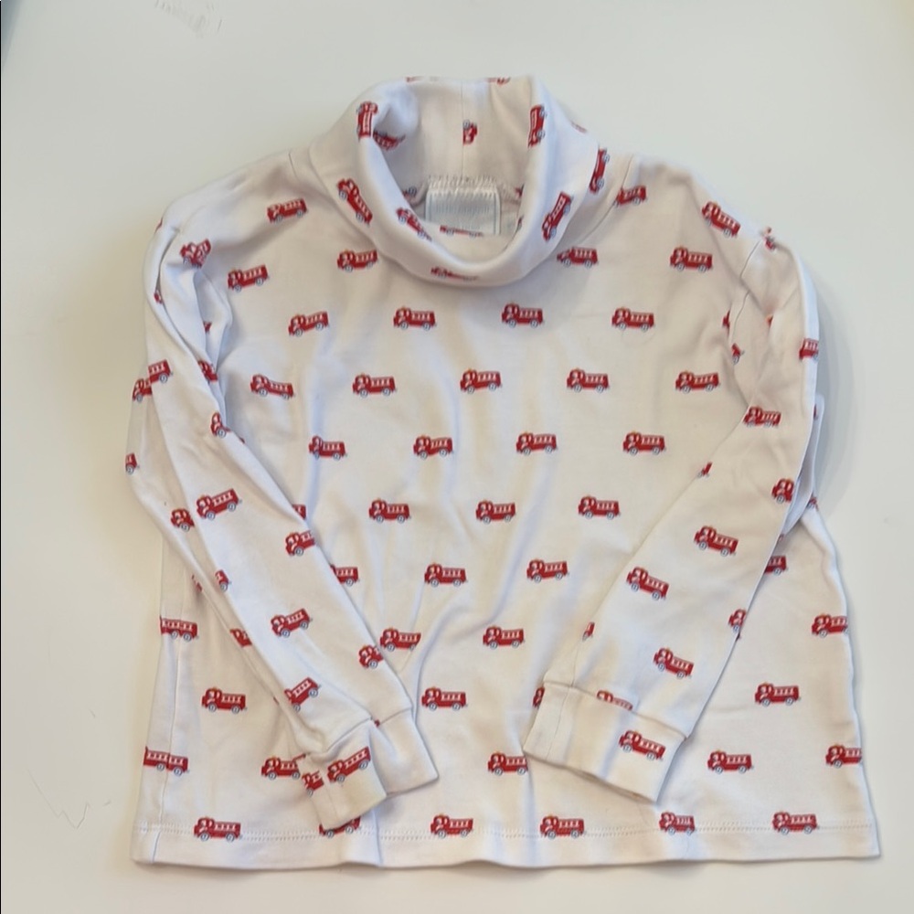 Little English Turtleneck with Fire Engine Pattern